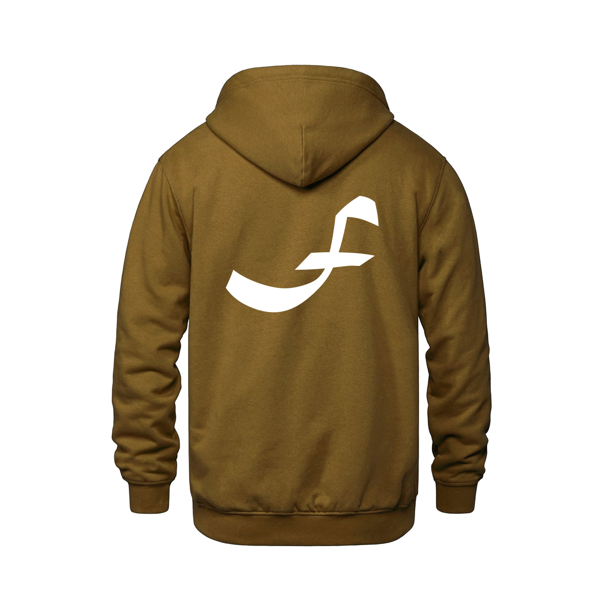 Alphabet F Hoodie 9 inch calligraphy White ink, Caramel