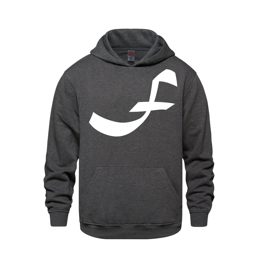 Alphabet F Hoodie 9 inch calligraphy White ink, Charcoal
