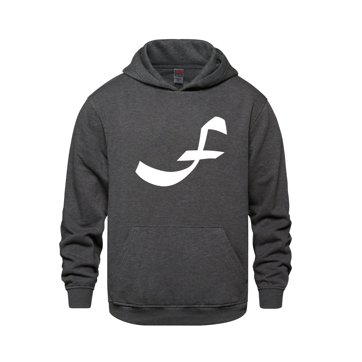 Alphabet F Hoodie 9 inch calligraphy White ink, Charcoal