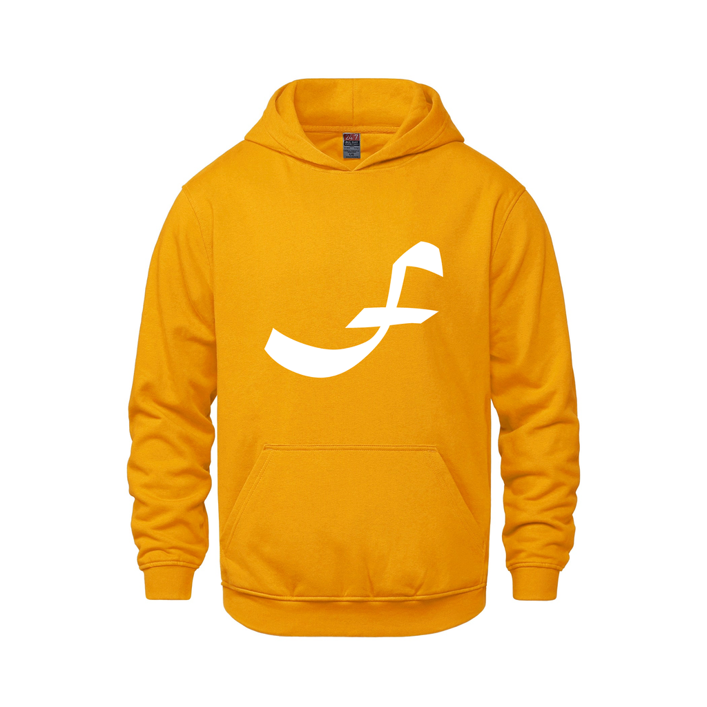 Alphabet F Hoodie 9 inch calligraphy White ink, Gold
