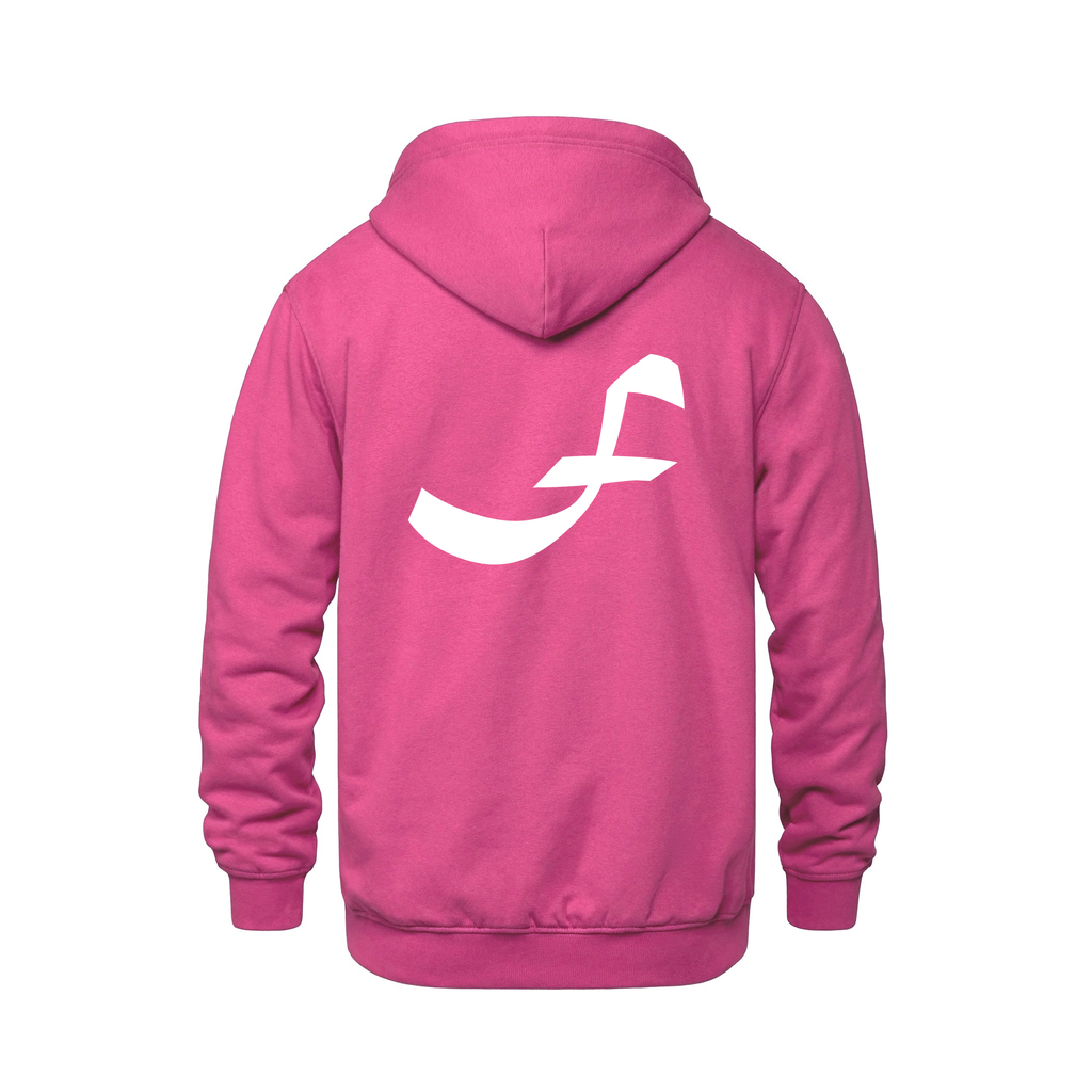 Alphabet F Hoodie 9 inch calligraphy White ink, Heliconia