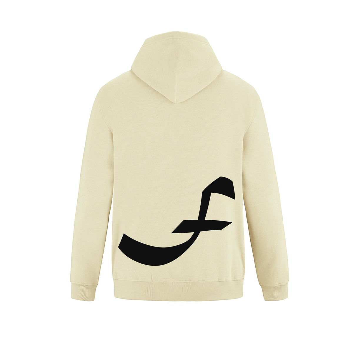Alphabet F Hoodie 9 inch calligraphy Black ink, Ivory