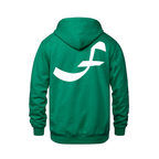 Alphabet F Hoodie 9 inch calligraphy White ink, Kelly Green