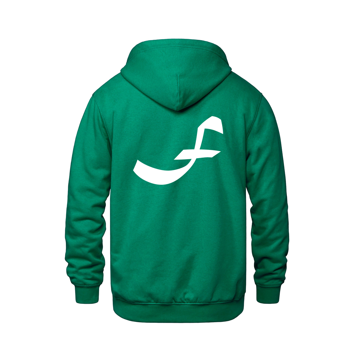 Alphabet F Hoodie 9 inch calligraphy White ink, Kelly Green
