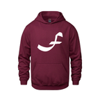 Alphabet F Hoodie 9 inch calligraphy White ink, Maroon