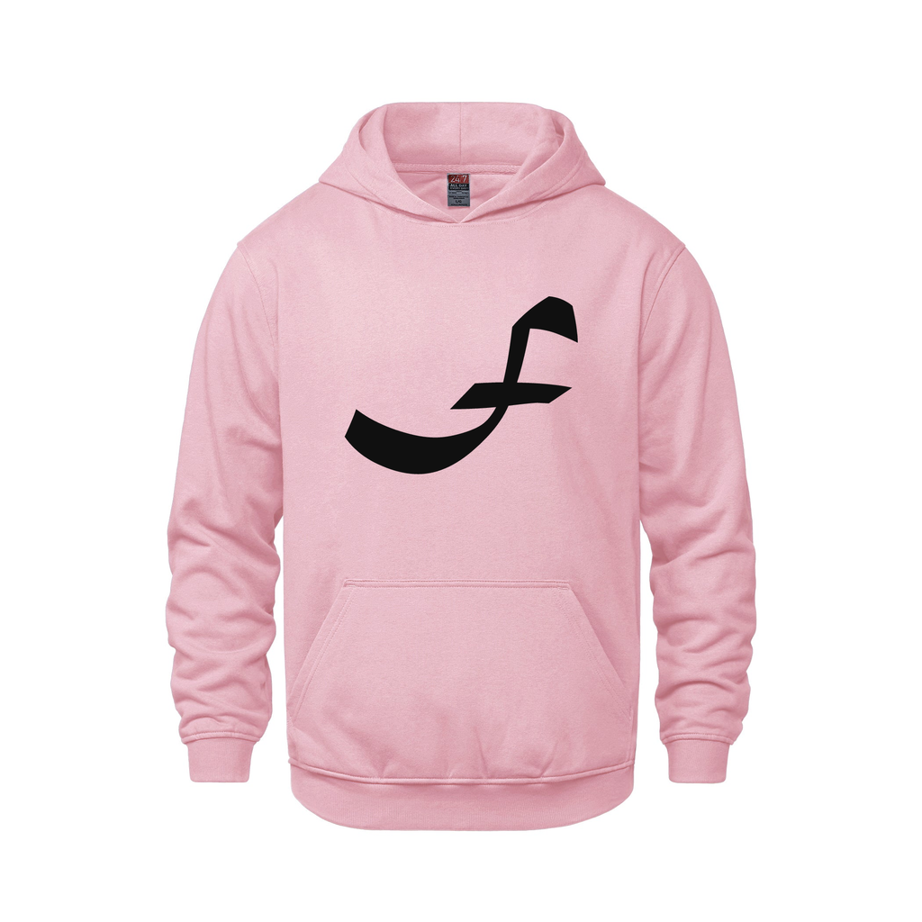 Alphabet F Hoodie 9 inch calligraphy Black ink, Pink