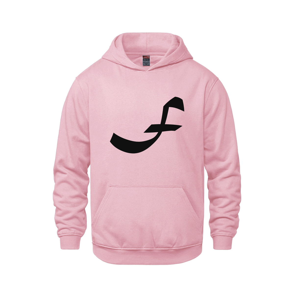 Alphabet F Hoodie 9 inch calligraphy Black ink, Pink