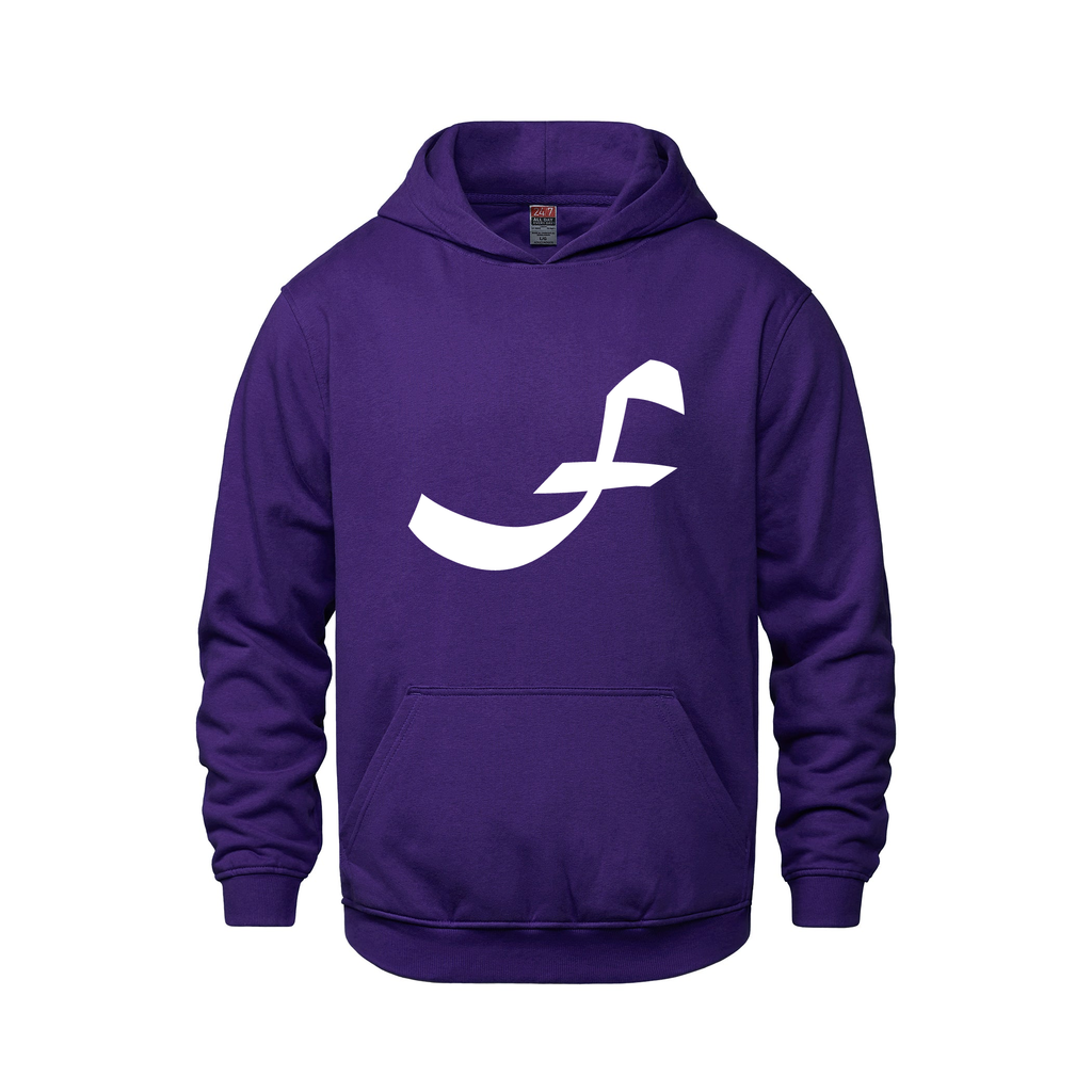 Alphabet F Hoodie 9 inch calligraphy White ink, Purple