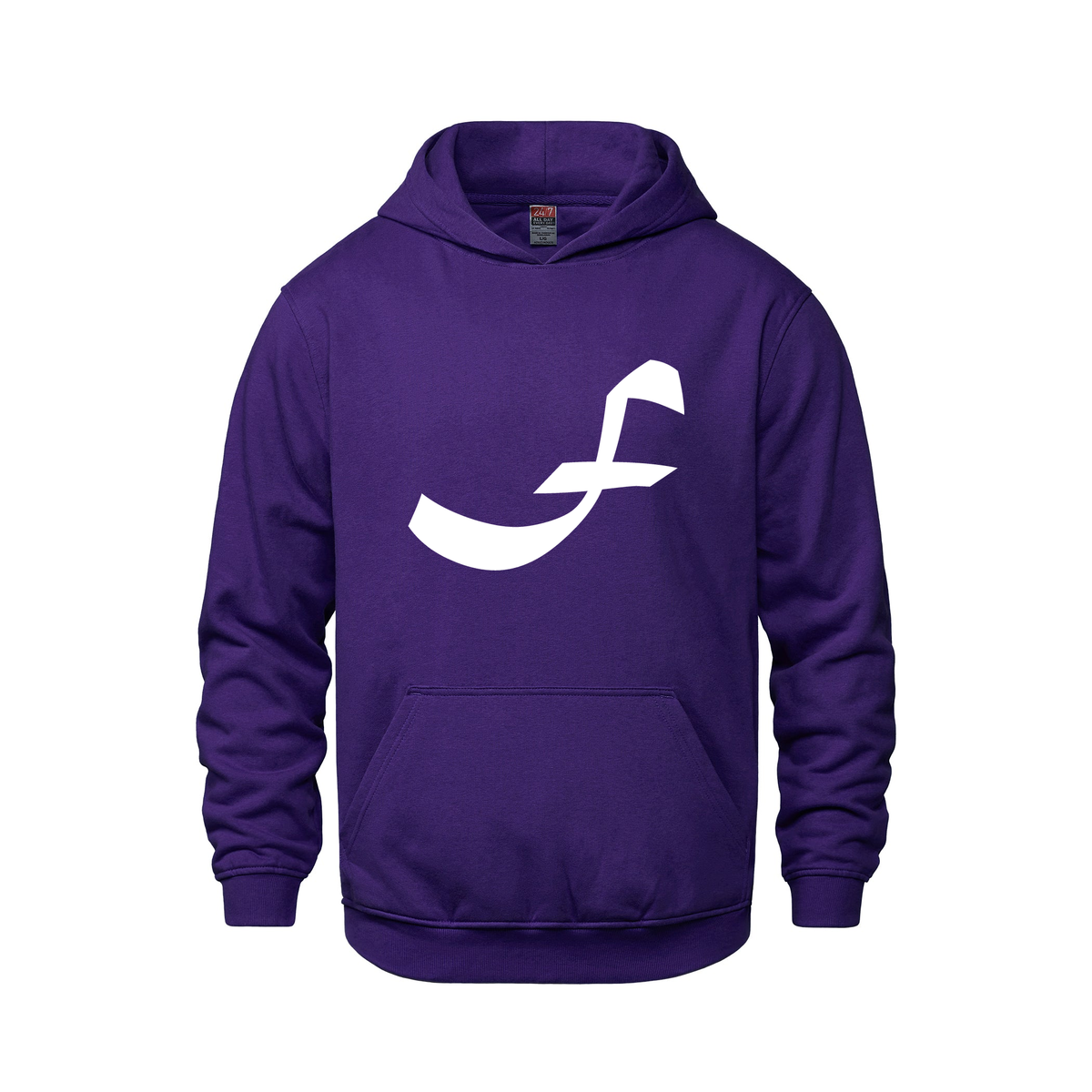 Alphabet F Hoodie 9 inch calligraphy White ink, Purple