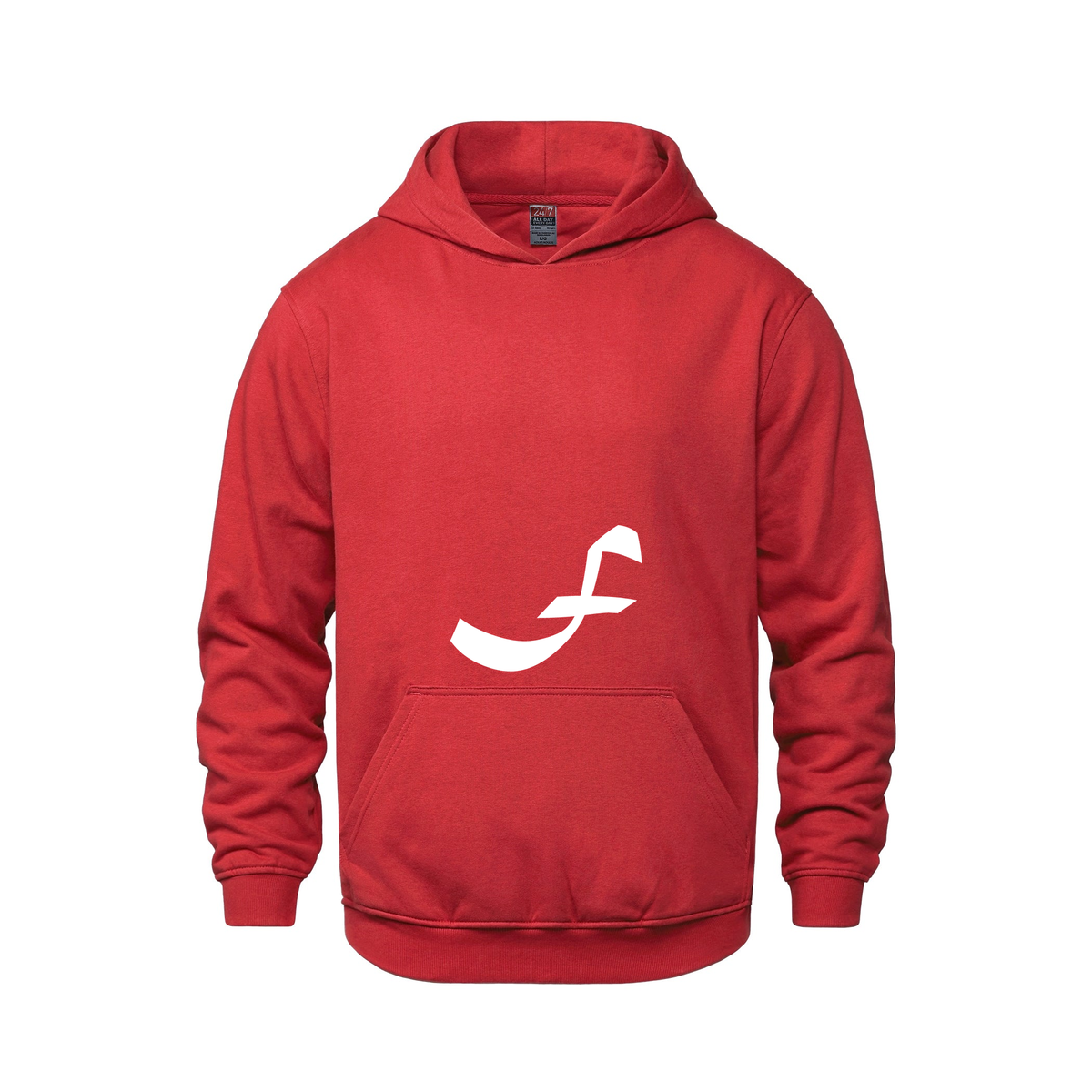Alphabet F Hoodie 9 inch calligraphy White ink, Red