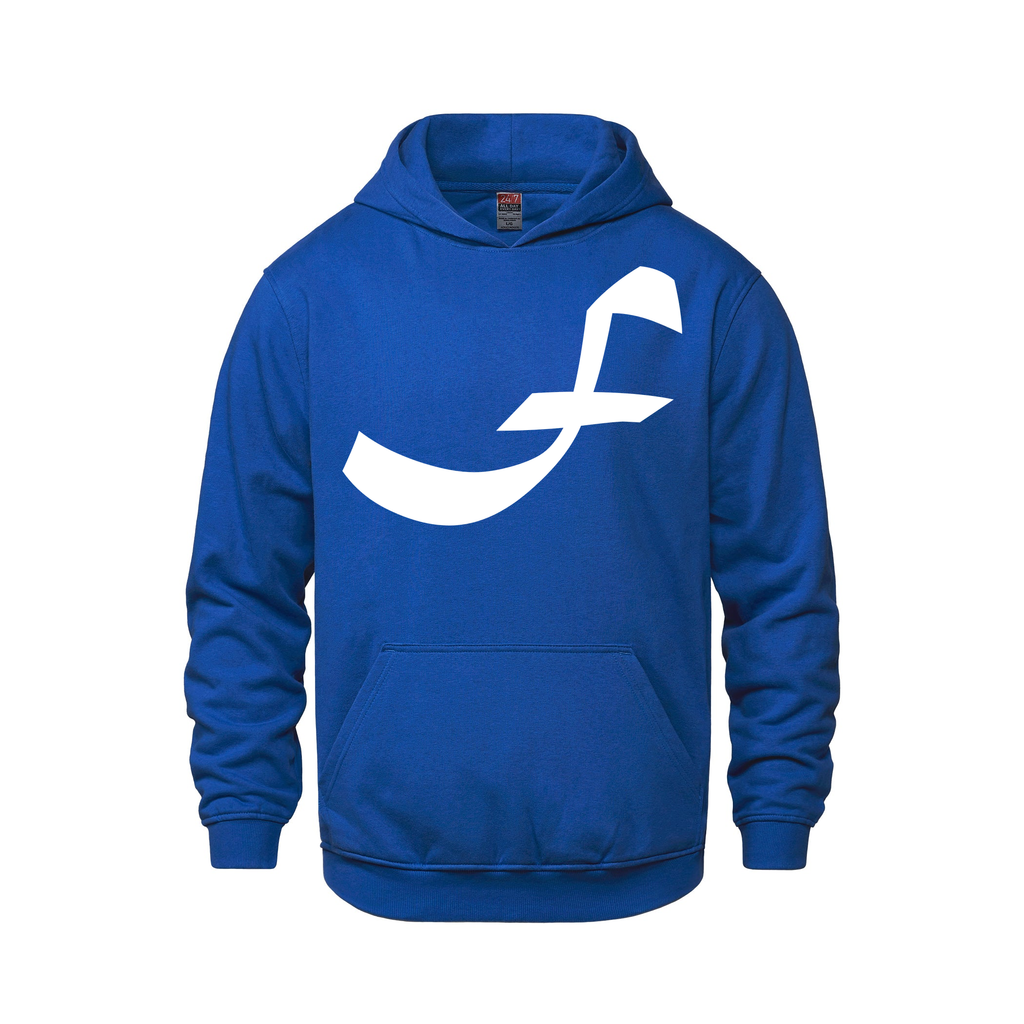 Alphabet F Hoodie 9 inch calligraphy White ink, Royal
