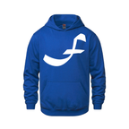 Alphabet F Hoodie 9 inch calligraphy White ink, Royal
