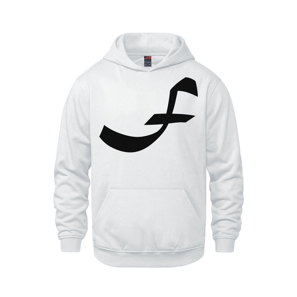 Alphabet F Hoodie 9 inch calligraphy Black ink, White