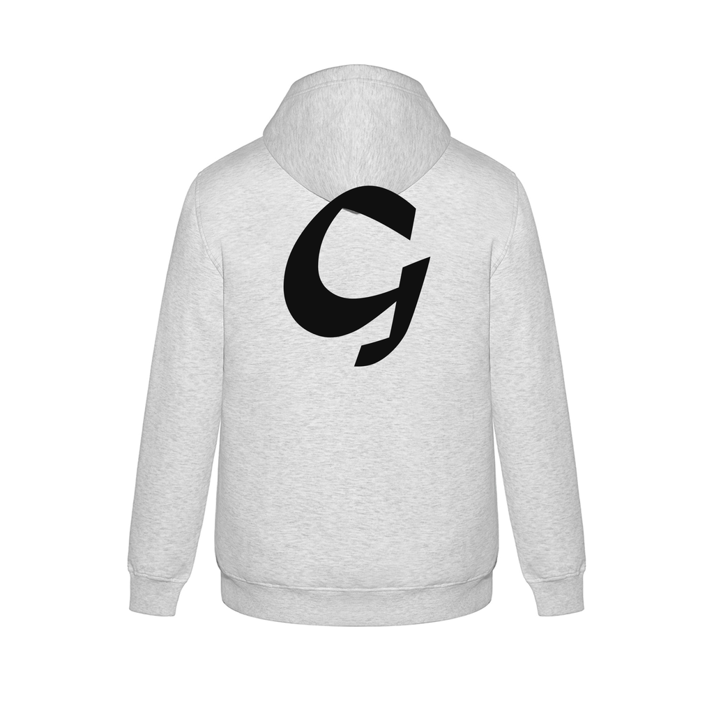 Alphabet G Hoodie 9 inch calligraphy Black ink, Ash