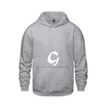 Alphabet G Hoodie 9 inch calligraphy White ink, Athletic Grey