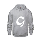 Alphabet G Hoodie 9 inch calligraphy White ink, Athletic Grey