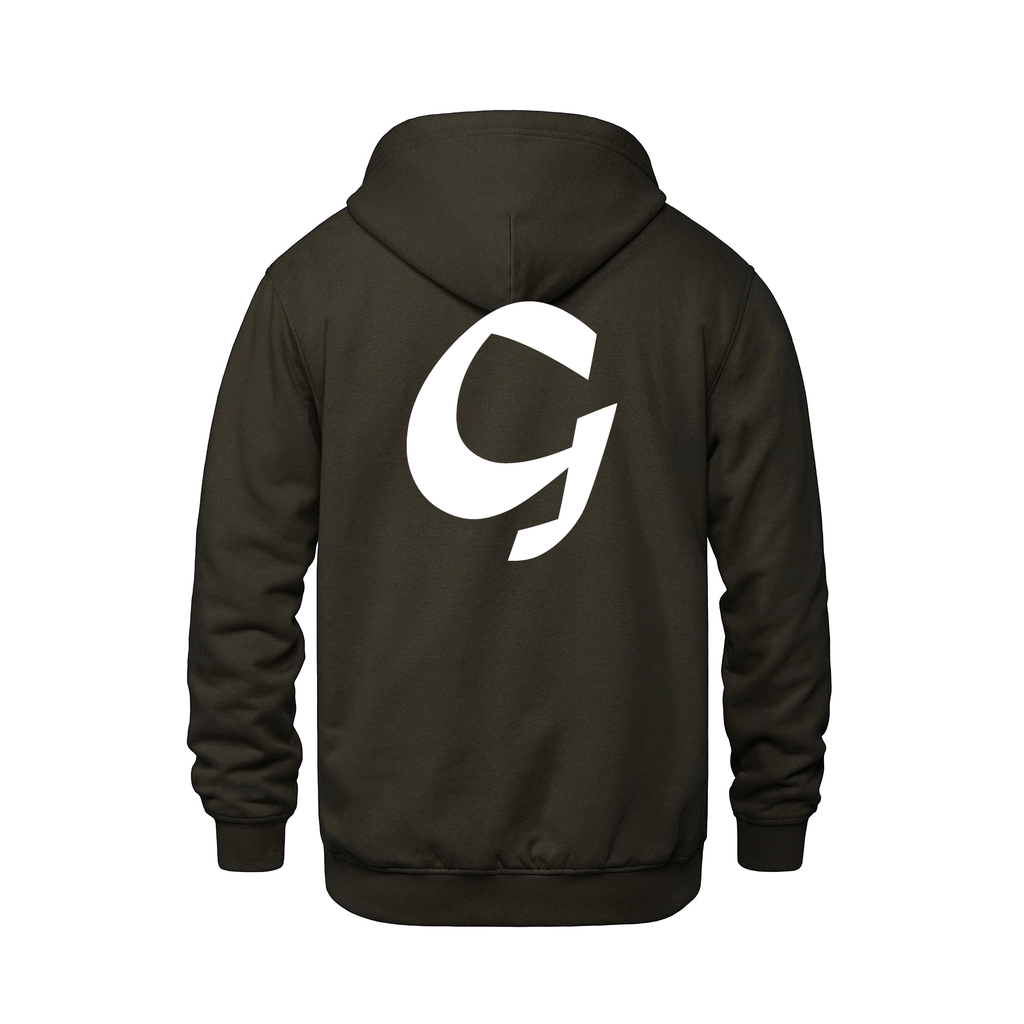 Alphabet G Hoodie 9 inch calligraphy White ink, Brown