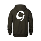 Alphabet G Hoodie 9 inch calligraphy White ink, Brown