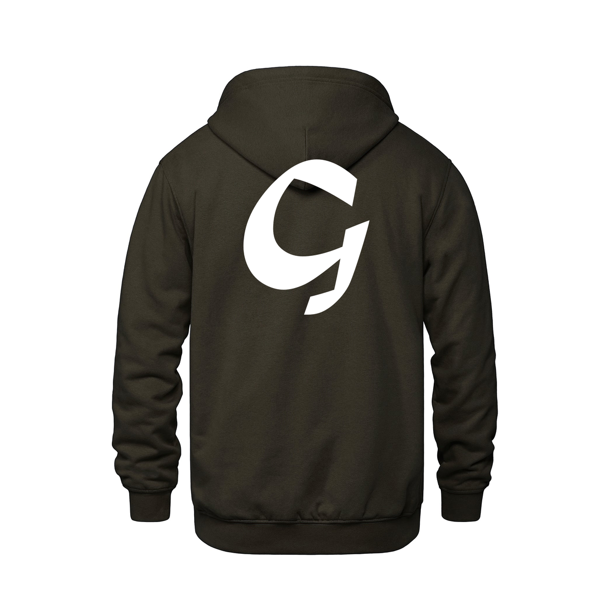 Alphabet G Hoodie 9 inch calligraphy White ink, Brown
