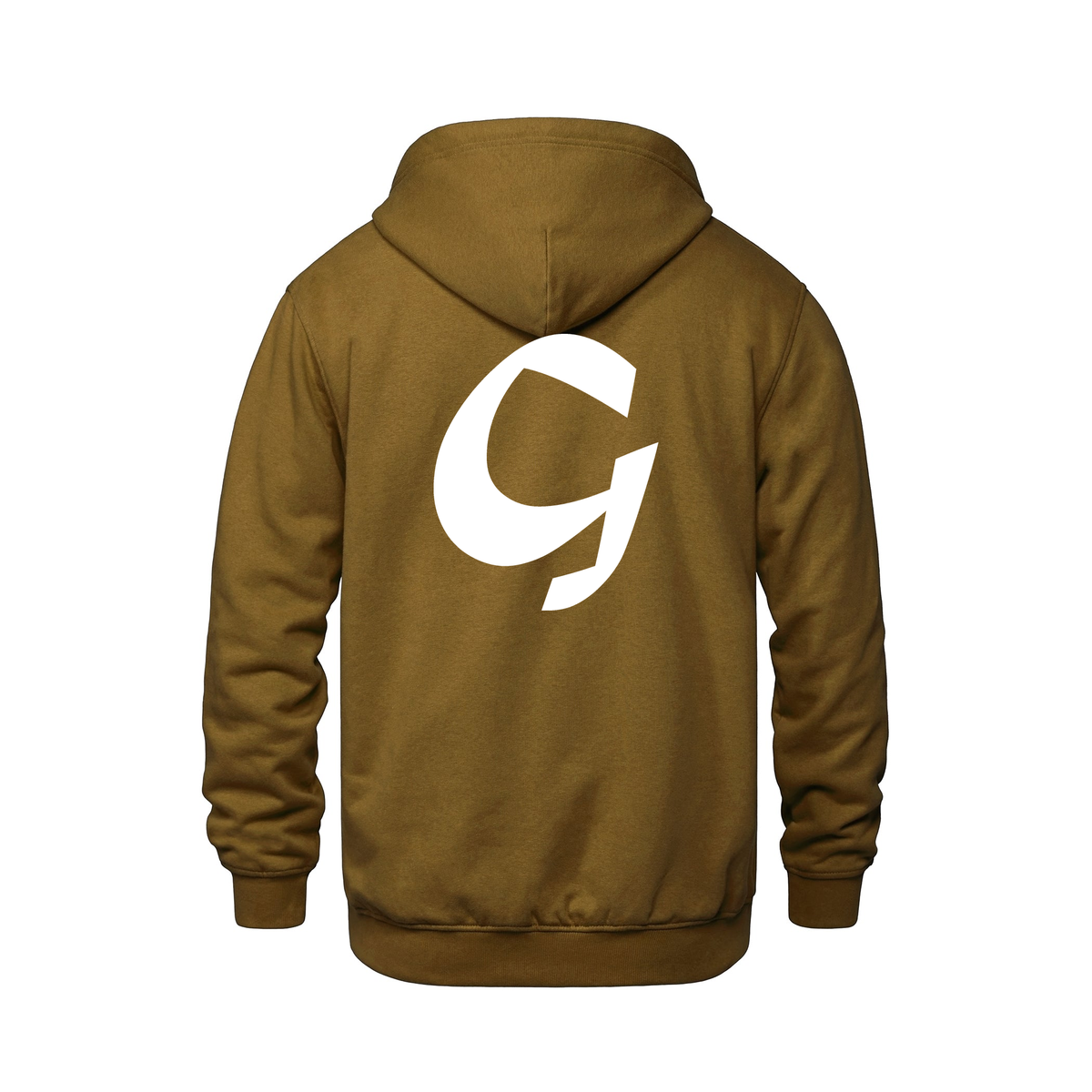 Alphabet G Hoodie 9 inch calligraphy White ink, Caramel