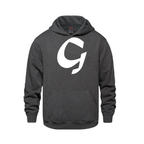 Alphabet G Hoodie 9 inch calligraphy White ink, Charcoal