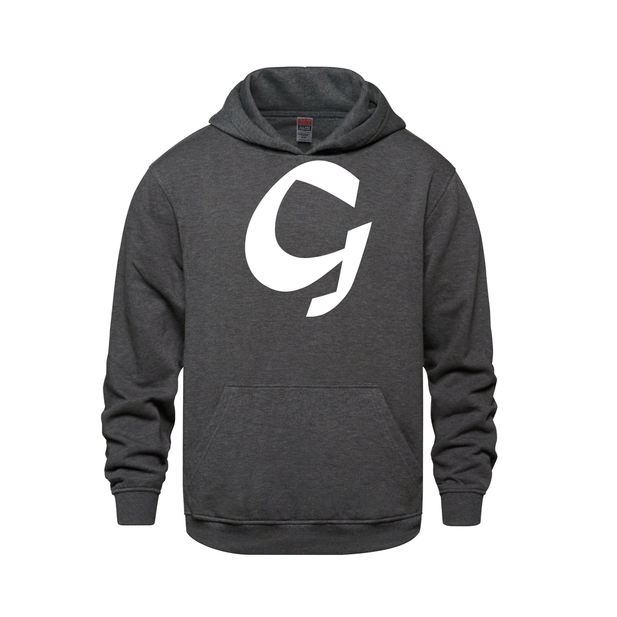 Alphabet G Hoodie 9 inch calligraphy White ink, Charcoal