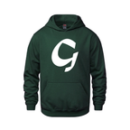 Alphabet G Hoodie 9 inch calligraphy White ink, Forest Green