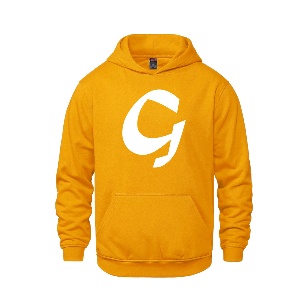 Alphabet G Hoodie 9 inch calligraphy White ink, Gold