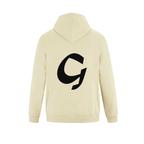 Alphabet G Hoodie 9 inch calligraphy Black ink, Ivory