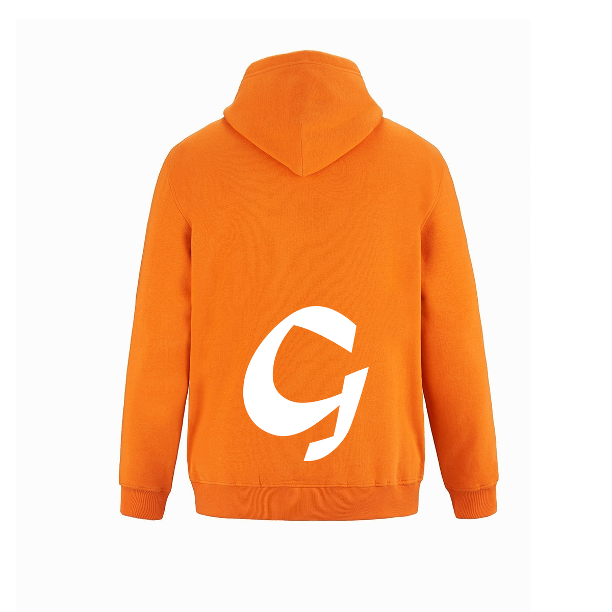 Alphabet G Hoodie 9 inch calligraphy White ink, Orange