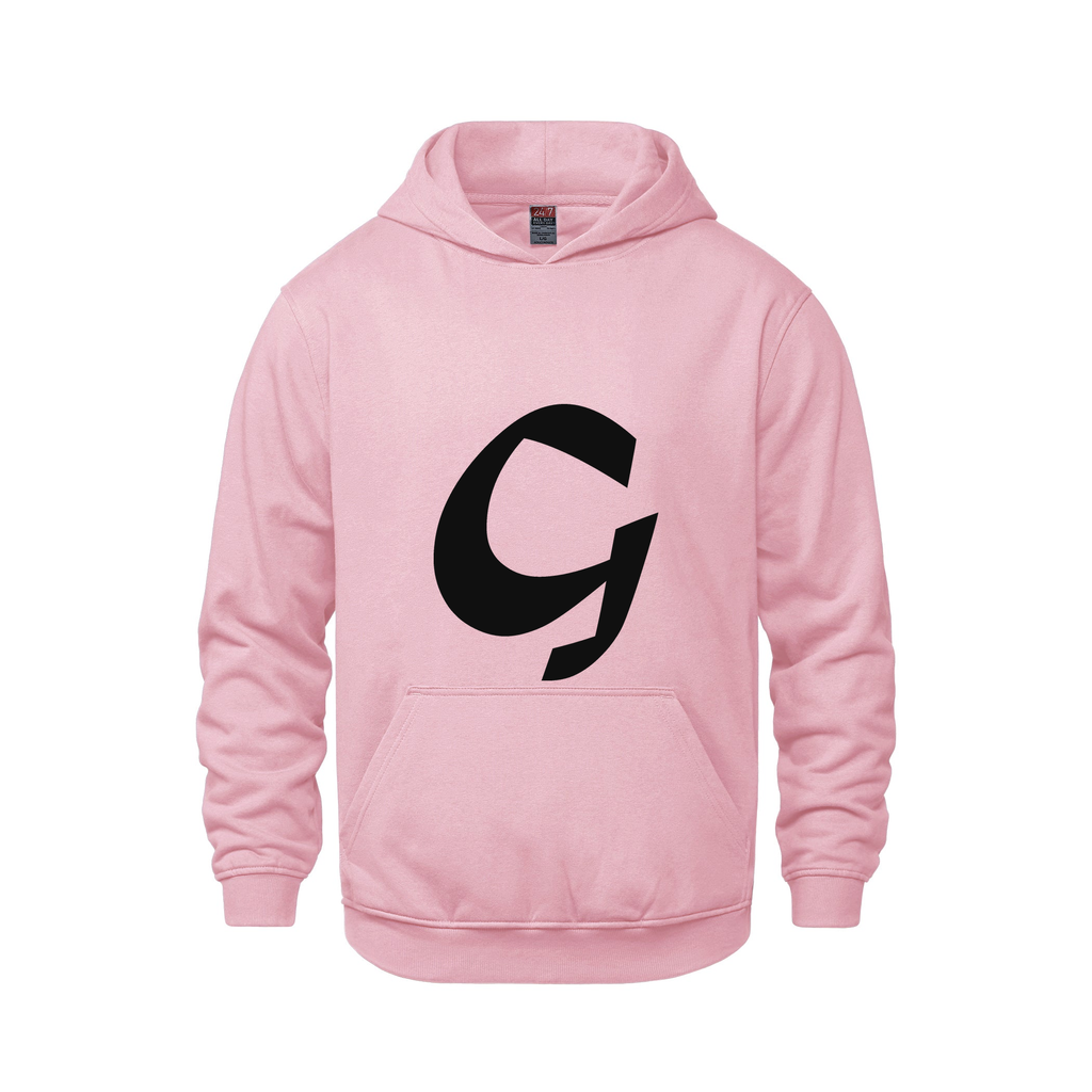 Alphabet G Hoodie 9 inch calligraphy Black ink, Pink