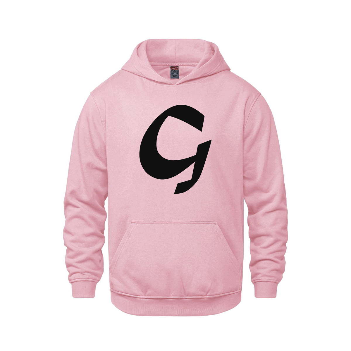 Alphabet G Hoodie 9 inch calligraphy Black ink, Pink