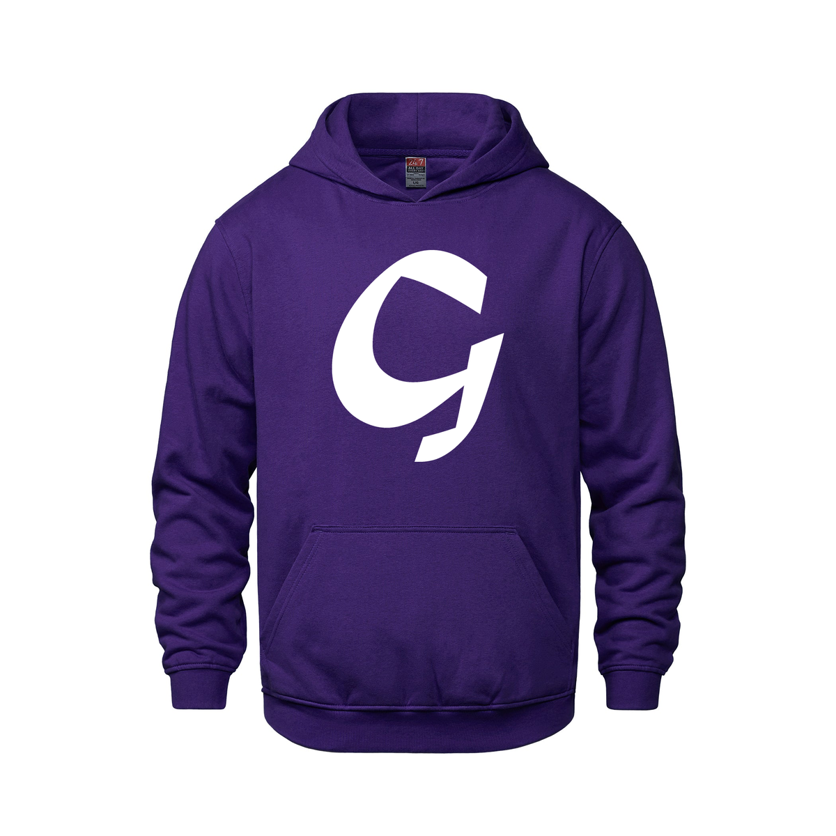 Alphabet G Hoodie 9 inch calligraphy White ink, Purple