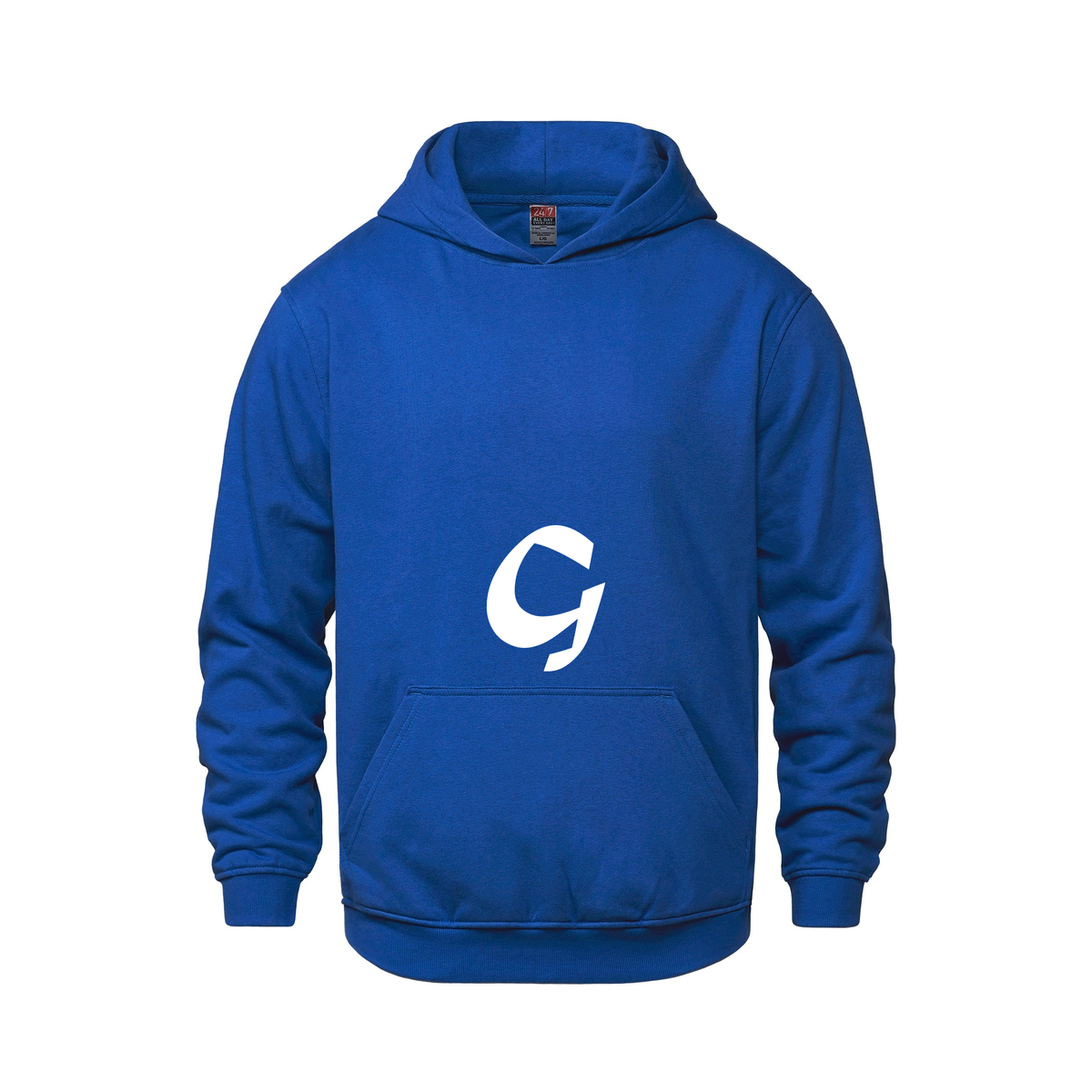 Alphabet G Hoodie 9 inch calligraphy White ink, Royal