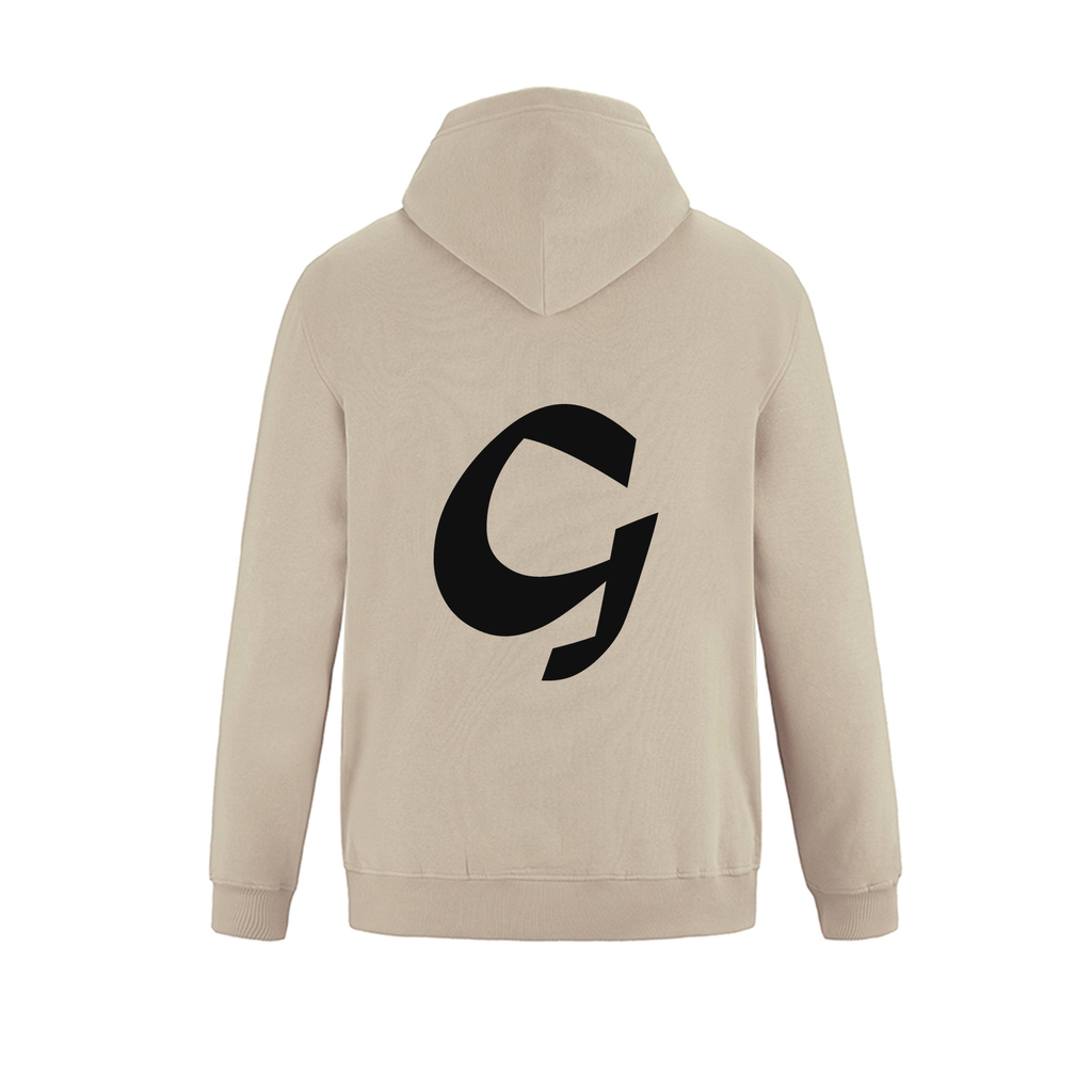 Alphabet G Hoodie 9 inch calligraphy Black ink, Sand