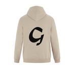 Alphabet G Hoodie 9 inch calligraphy Black ink, Sand