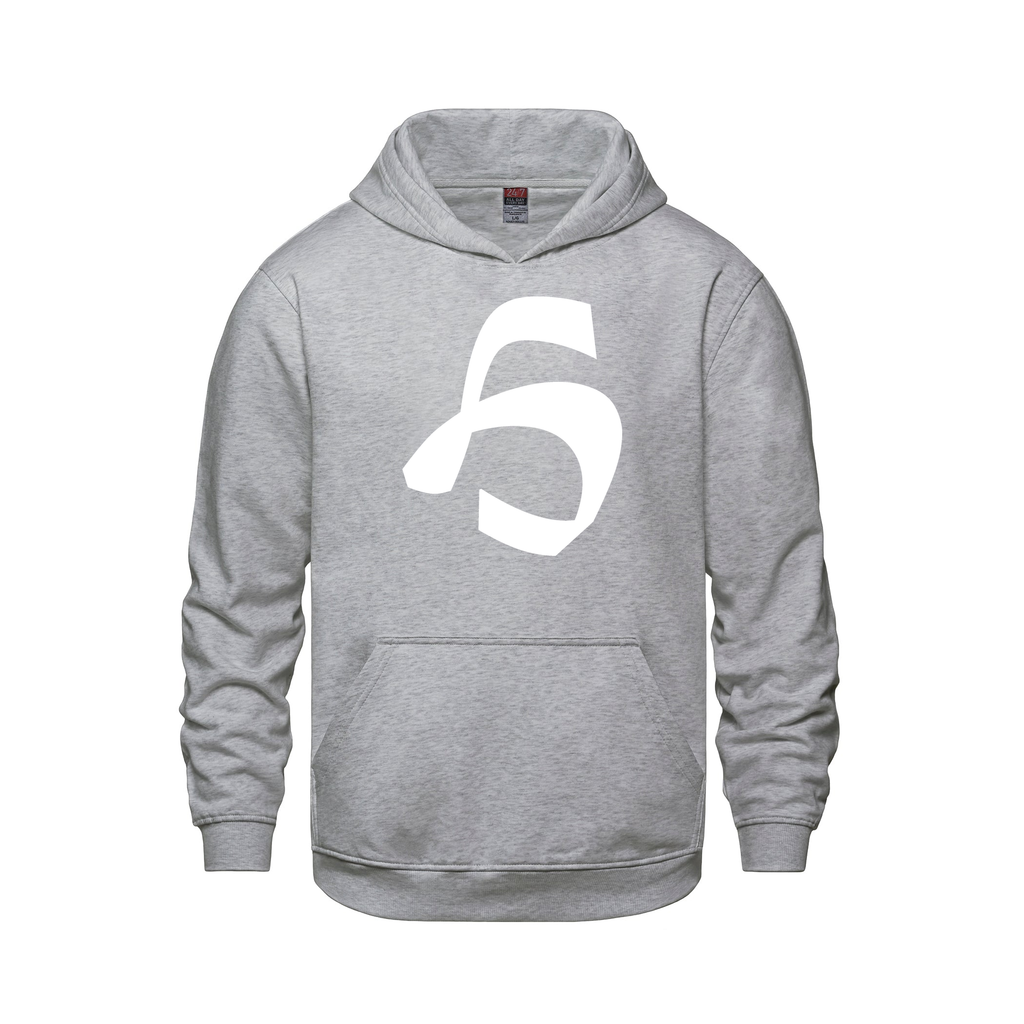 Alphabet H Hoodie 9 inch calligraphy White ink, Athletic Grey