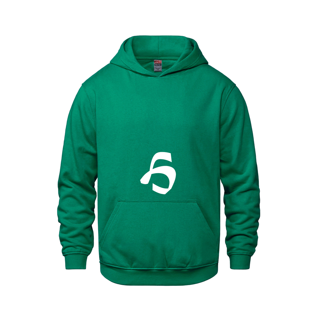 Alphabet H Hoodie 9 inch calligraphy White ink, Kelly Green