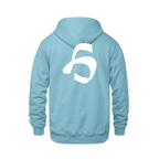 Alphabet H Hoodie 9 inch calligraphy White ink, Light Blue