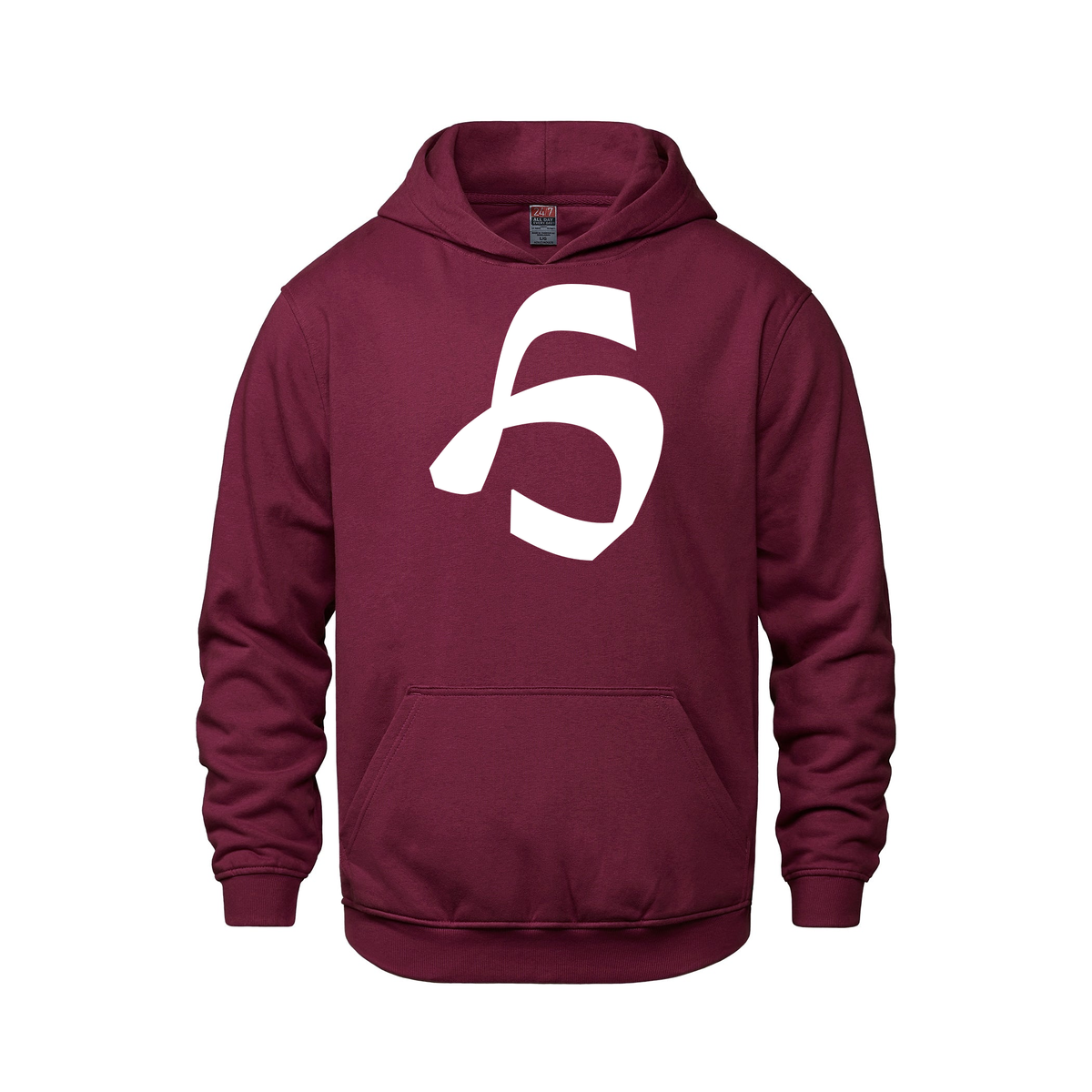 Alphabet H Hoodie 9 inch calligraphy White ink, Maroon