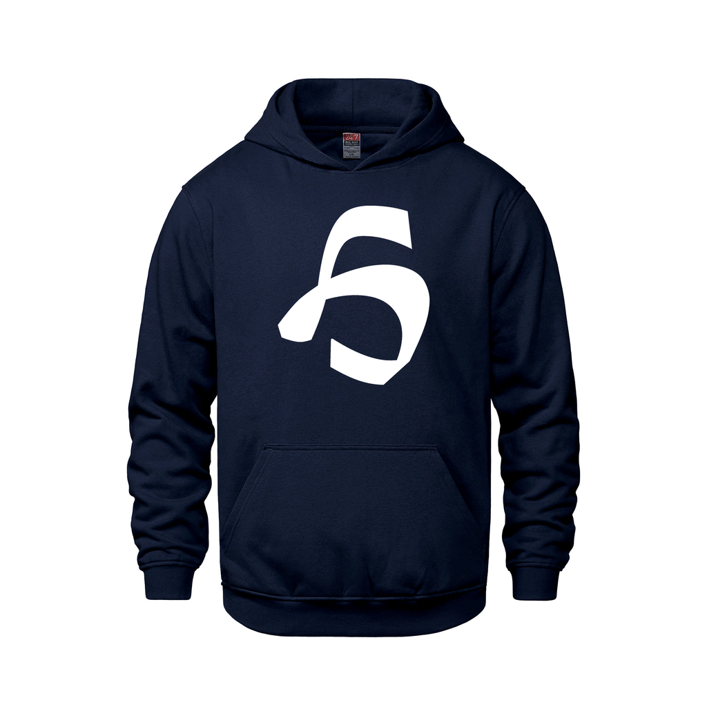 Alphabet H Hoodie 9 inch calligraphy White ink, Navy