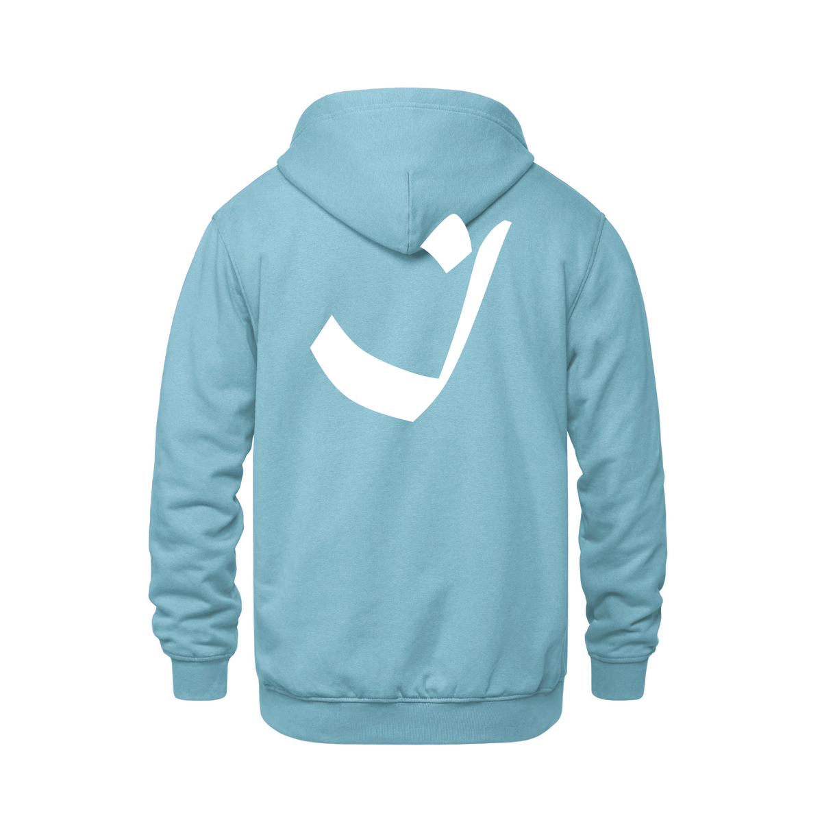 Alphabet I Hoodie 9 inch calligraphy White ink, Light Blue