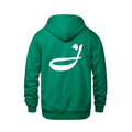 Alphabet J Hoodie 9 inch calligraphy White ink, Kelly Green