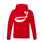 Alphabet J Hoodie 9 inch calligraphy White ink, Red