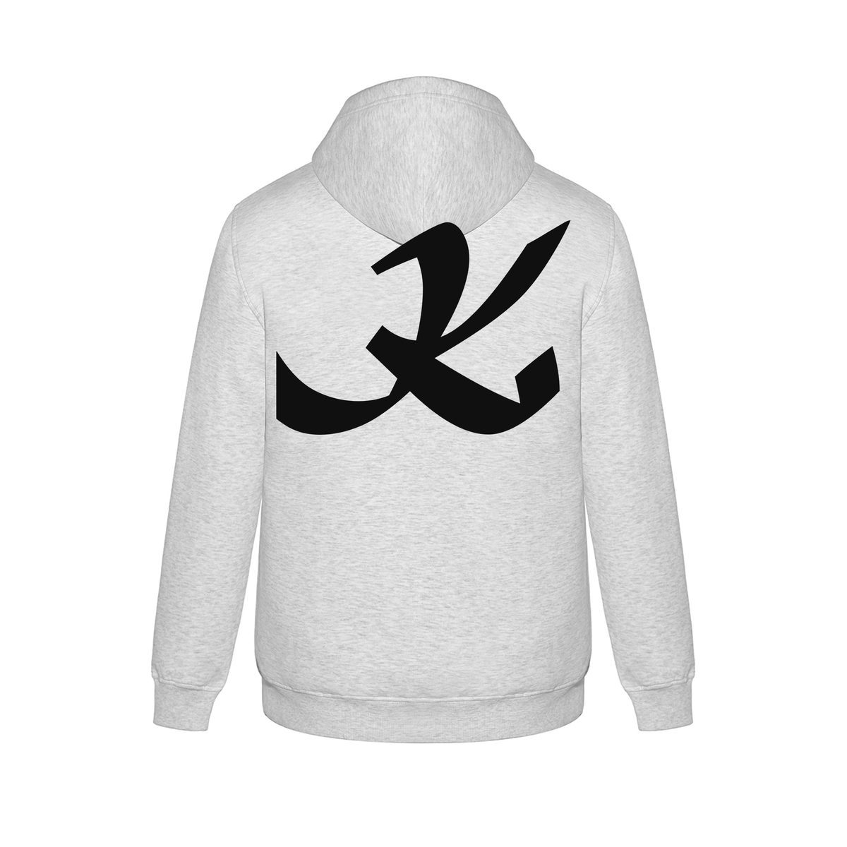 Alphabet K Hoodie 9 inch calligraphy Black ink, Ash