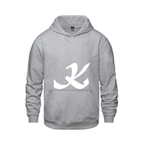 Alphabet K Hoodie 9 inch calligraphy White ink, Athletic Grey