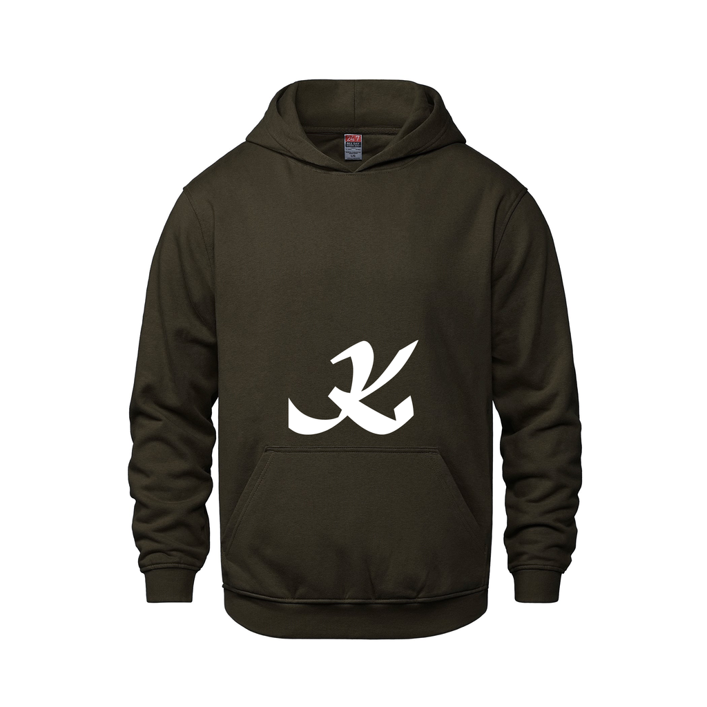 Alphabet K Hoodie 9 inch calligraphy White ink, Brown
