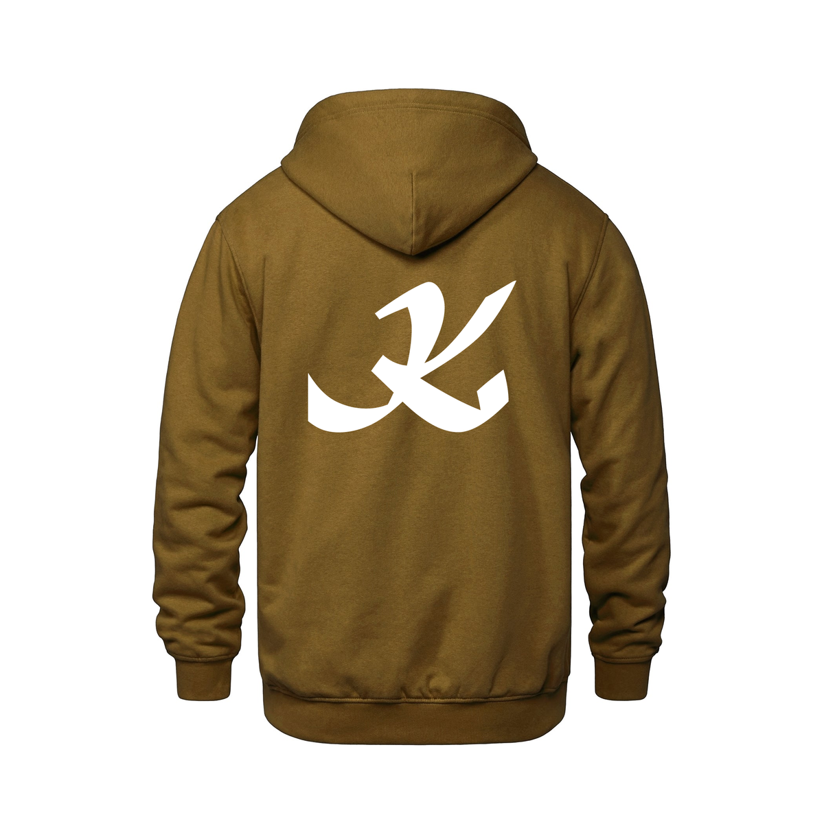 Alphabet K Hoodie 9 inch calligraphy White ink, Caramel