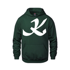 Alphabet K Hoodie 9 inch calligraphy White ink, Forest Green