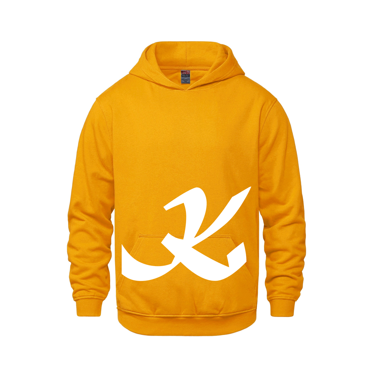 Alphabet K Hoodie 9 inch calligraphy White ink, Gold